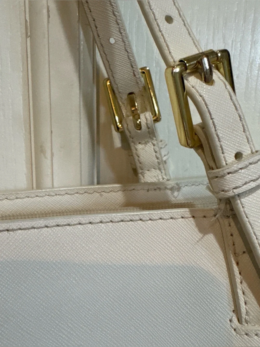 Tory Burch White Leather Saffiano Leather Tote Bag